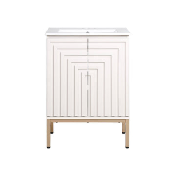 Rowan Geometric Modern Transitional 2-Shelf Bath Vanity Cabinet Only (Sink Basin Not Included)